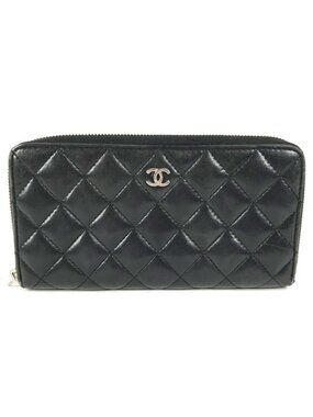 Chanel Wallet CC Logo Quilted Leather Black